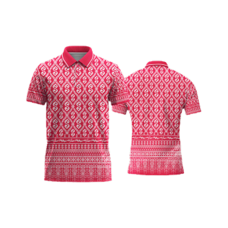 สินค้าขายดี เสื้อโปโลผ้ากีฬา ลายขอ2 สีชมพู (ตัวเปล่า)
