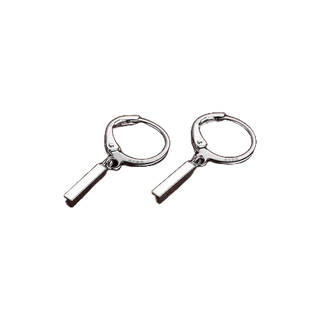Roselife Streetwear Unisex Silver Geometric Strip Hoop Earrings Chic Fashion Ear Jewelry 1pair