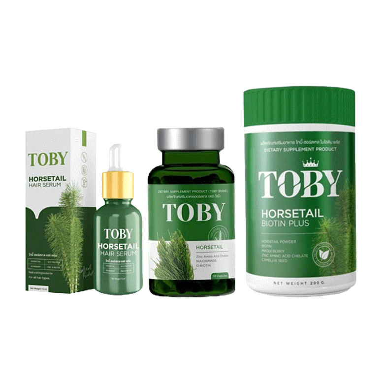 TOBY Horestail [30 ซอฟเจล] /TOBY Horsetail Hair Serum [15 ml.] /TOBY Horsetail Biotin Plus [200 g.]