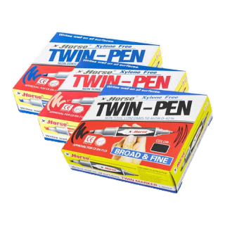 [กล่อง12แท่ง]ตราม้า ปากกาเคมี 2 หัว มีให้เลือก 3 สี
