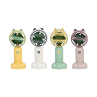 พัดลม Mini fan USB รุ่นพัดลมพกพาลายหูแมว ดีไซน์น่ารัก พัดลมตั้งโต๊ะ ถอดฐาน ถือมือได้E46