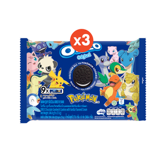 Oreo Pokemon โอรีโอ โปเกมอน คุกกี้แซนวิชสอดไส้ครีม ขนาด 248.4 กรัม (27.6gx9) 3 แพ็ค (เลือกรสได้)