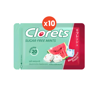 [แพ็ค 10 ซอง] Clorets Sugar Free Watermelon Freeze คลอเร็ท ชูการ์ฟรี วอเตอร์เมลอนฟรีซ 16.8 กรัม