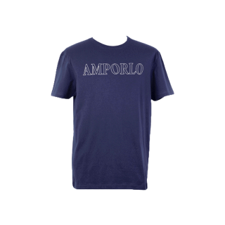 ใหม่ AMPORLO เสื้อยืดคอกลมแขนสั้น สกรีนลาย สีน้ำเงิน สีฟ้า สีชมพู รุ่น AMTS01