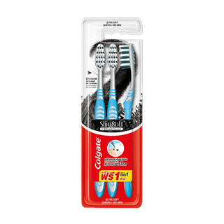 [มี 2 แพ็คให้เลือก] Colgate คอลเกต สลิมซอฟท์ อิน บีทวีน คลีน ชาร์โคล แพ็ค 3 ด้าม คละสี ขนแปรงปลายเรียวนุ่มพิเศษ (แปรงสีฟัน)