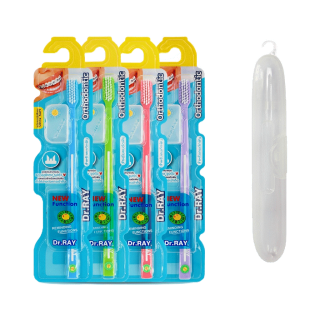 (ใส่โค้ด 2LBT6X2D ลด15% ไม่มีขั้นต่ำ) Dr.RAY แปรงสีฟันจัดฟัน แถมเคสใส่แปรง ขนแปรงร่อง V ขนแปรงนุ่มพิเศษ มีฟังก์ชั่นกำหนด