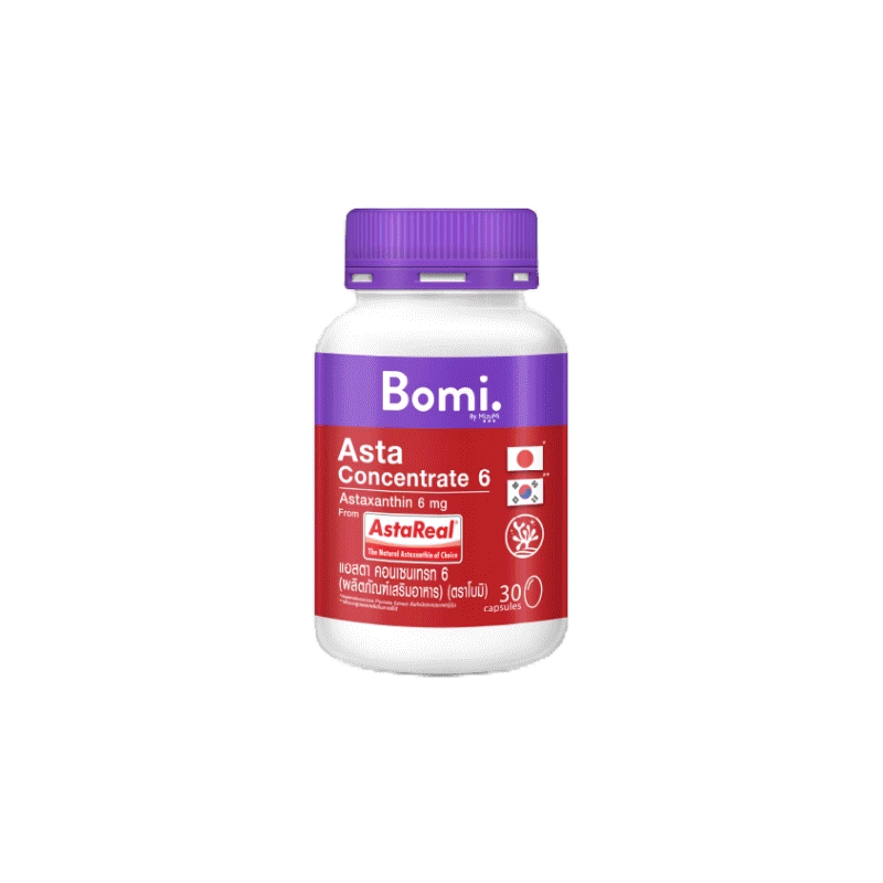 Bomi AstaReal Asta Concentrate 6 (30 Capsules) แอสตาแซนธิน ผิวกระชับ เนียนนุ่ม ชุ่มชื้น ลดความหมองคล้ำ