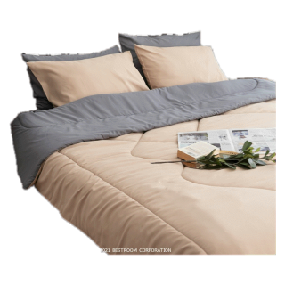 SANTA Bedding ชุดผ้าปูที่นอนพร้อมผ้านวม สีน้ำตาลอ่อน สีเทาเข้ม