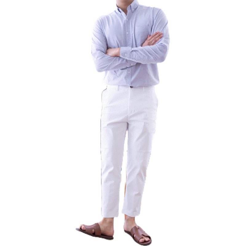 [ทรงเกาหลี] กางเกงขาเต่อ ผู้ชาย กางเกง 5 ส่วน ทรงกระบอกเล็ก KOREAN ANKLE PANTS ชิโน สีขาว สีครีม สแล็ค