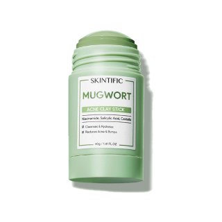 SKINTIFIC Mugwort สิวเคลย์มาส์กสติ๊ก 40g（ลดรอยแดง ลดการอักเสบ ที่ช่วยลดรูขุมขนและสิว）Mugwort ance clay mask stick