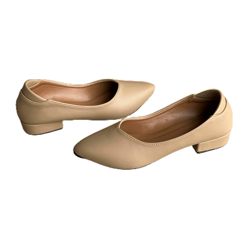 รองเท้าคัทชู หัวแหลม 1 นิ้ว ไซส์ใหญ่ 35-46 สีเบจเข้ม [ Dark Beige 1 ] UNTONE