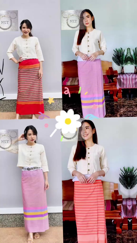 🌸ชุดกาสะลองผ้าฝ้ายพื้นเมือง สีสวย ใส่สบาย เก็บปลายทาง ราคาถูก มุมมองที่ 2