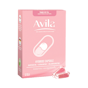 โปรโมชั่น : Avila collagen อวิลา คอลลาเจน บำรุงผิวกระจ่างใสไม่หมองคล้ำ แอลกลูต้าไธโอน คอลลาเจนไดเปปไทด์ แคปซูล 2 ชั้น 0%ไขมันทรานส์
