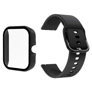 2in1 สายซิลิโคน + เคส สําหรับ Xiaomi Huami Amazfit GTS 4Mini/GTS3/GTS2/GTS 2Mini Smart Watch Band กระจกป้องกัน