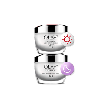 [โค้ด OLAAUG95 ลดเพิ่ม](คู่) OLAY Luminous Light Perfecting Day + Night Cream เซรั่มและครีมลดจุดด่างดำ