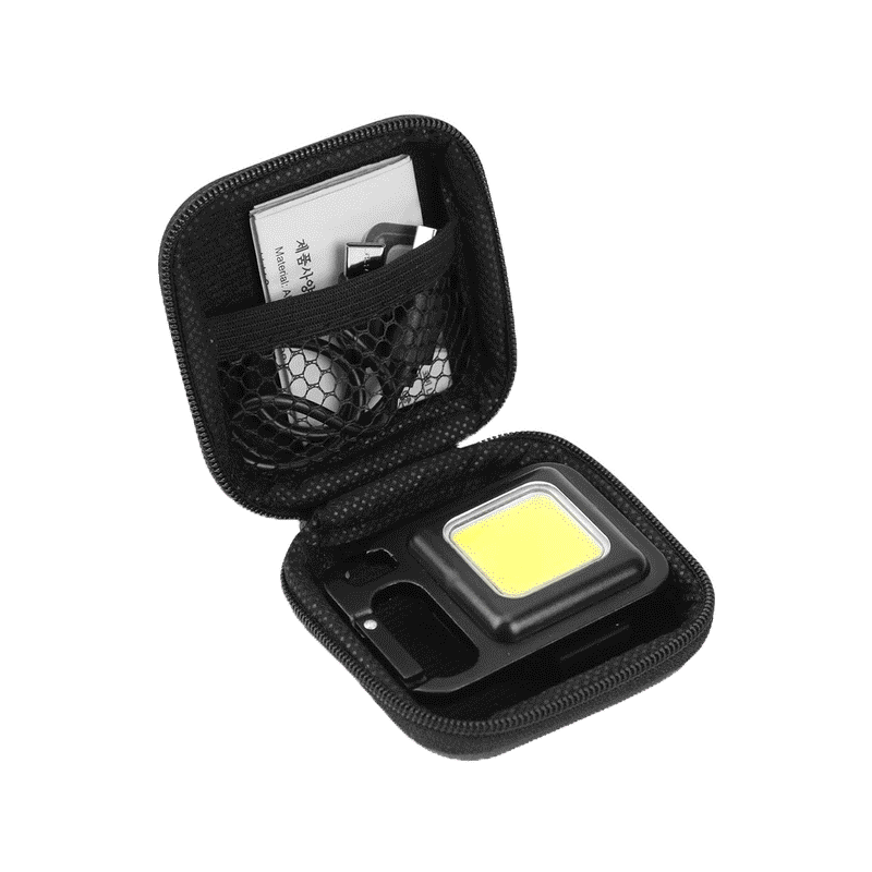 1 ชิ้น แบบพกพา มินิ ซิป สี่เหลี่ยม COB LED พวงกุญแจ ทํางาน กล่องเก็บไฟ