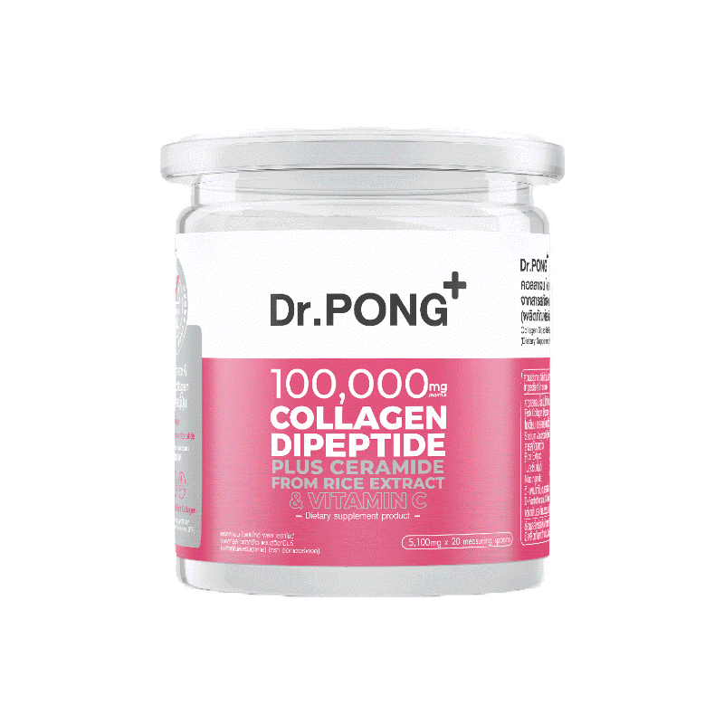 Dr.PONG 100,000 mg Collagen Dipeptide Plus Ceramide from Rice Extract and Vitamin C คอลลาเจนไดเปปไทด์