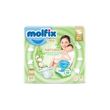 โปรโมชั่น : Molfix กางเกงผ้าอ้อมเด็กโมลฟิกซ์ เนเชอรัล เทป แรกเกิด NewBorn 88 ชิ้น
