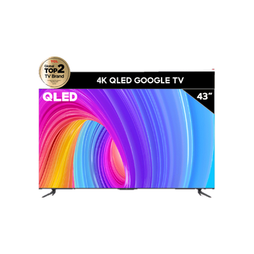 TCL ทีวี 43 นิ้ว QLED 4K Google TV รุ่น 43T6G Netflix & Youtube & MEMC - WiFi, WCG, Game Bar, Freesync, Dolby Audio