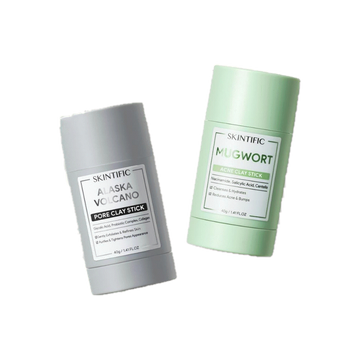 【2PCS】SKINTIFIC Mugwort มาส์กโคลนแบบแท่งที่ช่วยต้นสิว + อลาสก้า โวลคาโน ดีพ พอร์ คลีนซิ่ง เคลย์สติ๊ก