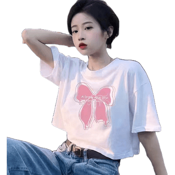 โปรโมชั่น : New เสื้อครอปคอกลม Crop-Top ผ้าคอตตอนผสม ครอปน่ารัก สายฝอ ครอปสายเกา CF