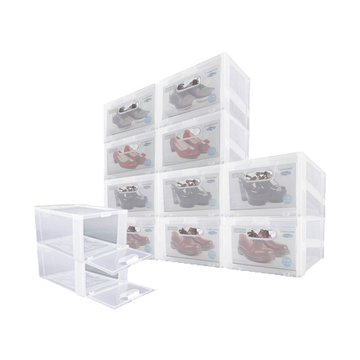 Superlock กล่องรองเท้า ซื้อ 10 แถม 2 รุ่น Super Box 5657 พลาสติกแข็ง เปิดฝาหน้า ซ้อนได้ ใส่รองเท้าหุ้มส้น ส้นสูงได้