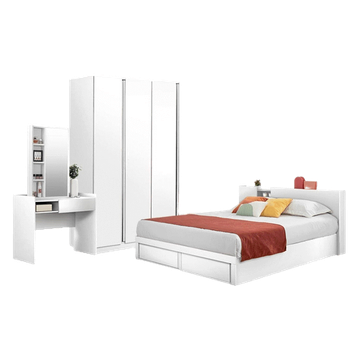 โปรโมชั่น : Koncept furniture ชุดห้องนอน ขนาด 6 ฟุต รุ่น Melda สีขาว พร้อมที่นอน