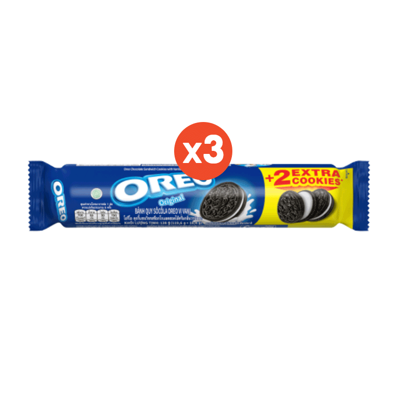 [แพ็ค 3] Oreo โอรีโอ คุกกี้แซนวิชสอดไส้ครีม ขนาด 138 กรัม (เลือกรสได้)