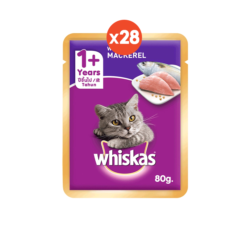 โปรโมชั่น : ส่งฟรี ขายดี อาหารเปียกแมว WHISKAS แบบซอง - 80 กรัม 28 ซอง - โภชนาการครบถ้วนและสมดุลสำหรับแมวทุกวัย