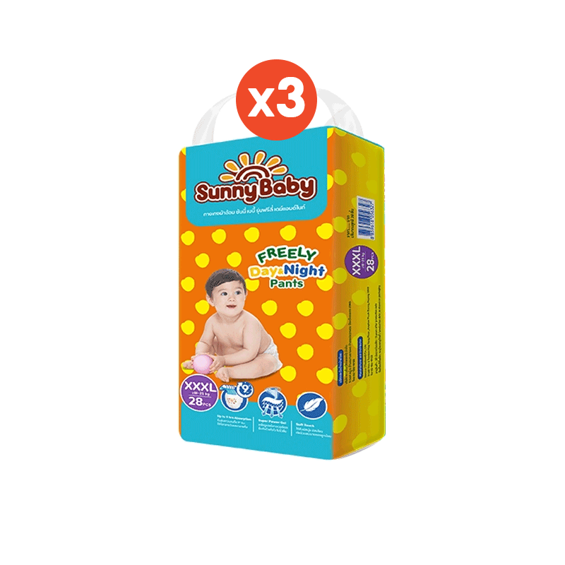[ยกลัง S-3XL 3แพ็ค] Sunny Baby FREELY Day&Night Pants S-3XL ผ้าอ้อมเด็ก ซันนี่เบบี้ แพมเพิสเด็ก