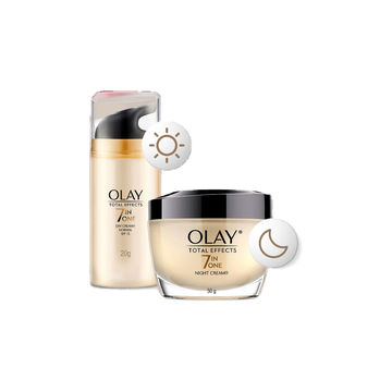 [คู่] Olay Total Effects 7 in 1 Day + Night Cream เซรั่มและครีมลดเลือนริ้วรอย สกินแคร์ niacinamide