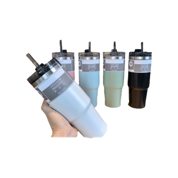 แก้วน้ำเก็บความร้อน/เย็น สแตนเลส แถมฝา หลอด สติ๊กเกอร์ ขนาด 30 oz