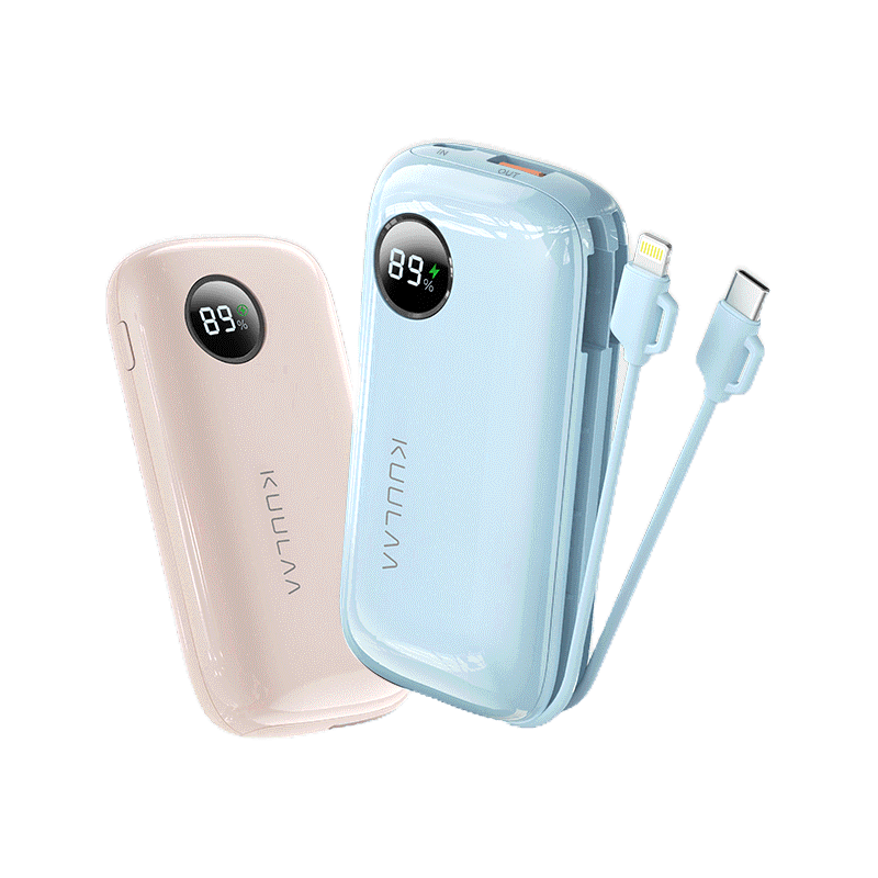 โปรโมชั่น : Kuulaa พาวเวอร์แบงก์ 10000mAh PD ชาร์จเร็ว มีสายเคเบิลในตัว แบบพกพา แบตเตอรี่ภายนอก สําหรับ iPhone Android