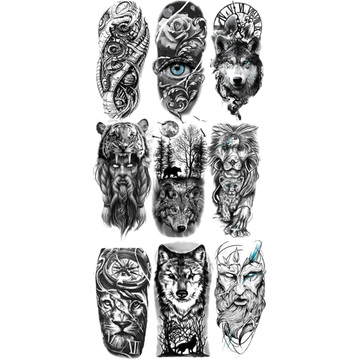 สติกเกอร์รอยสักชั่วคราว ลายสิงโต หมาป่า เสือ กันน้ํา สําหรับผู้ชาย และผู้หญิง