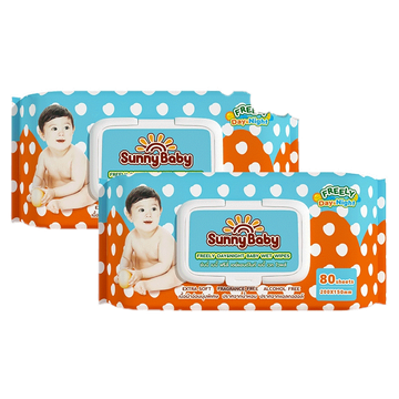 [80แผ่น 1 แถม 1] Sunny Baby Wipes ซันนี่ เบบี้ ทิชชู่เปียก ทิชชู่เปียกเด็ก ห่อใหญ่ 80แผ่น