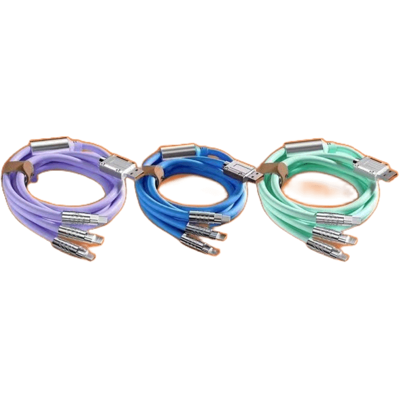 [ประกัน1ปี] สายชาร์จสายชาร์จเร็วสายชาร์จ 3 in 1 Cable Data Cable Charger Micro USB Type-C iOS 120W 6A Fast Charging Cable Zinc Alloy นำไปใช้กับAndroid Relme VlV OP Huawe Xiaom iOSโลหะ