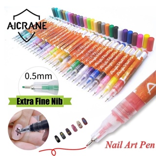 Aicrabe ปากกาเจลอะคริลิค ปากกาวาดเล็บ สีสดใส เขียนลื่น ปากกาวาดเล็บ ความงาม ปากกาสีไมครอน