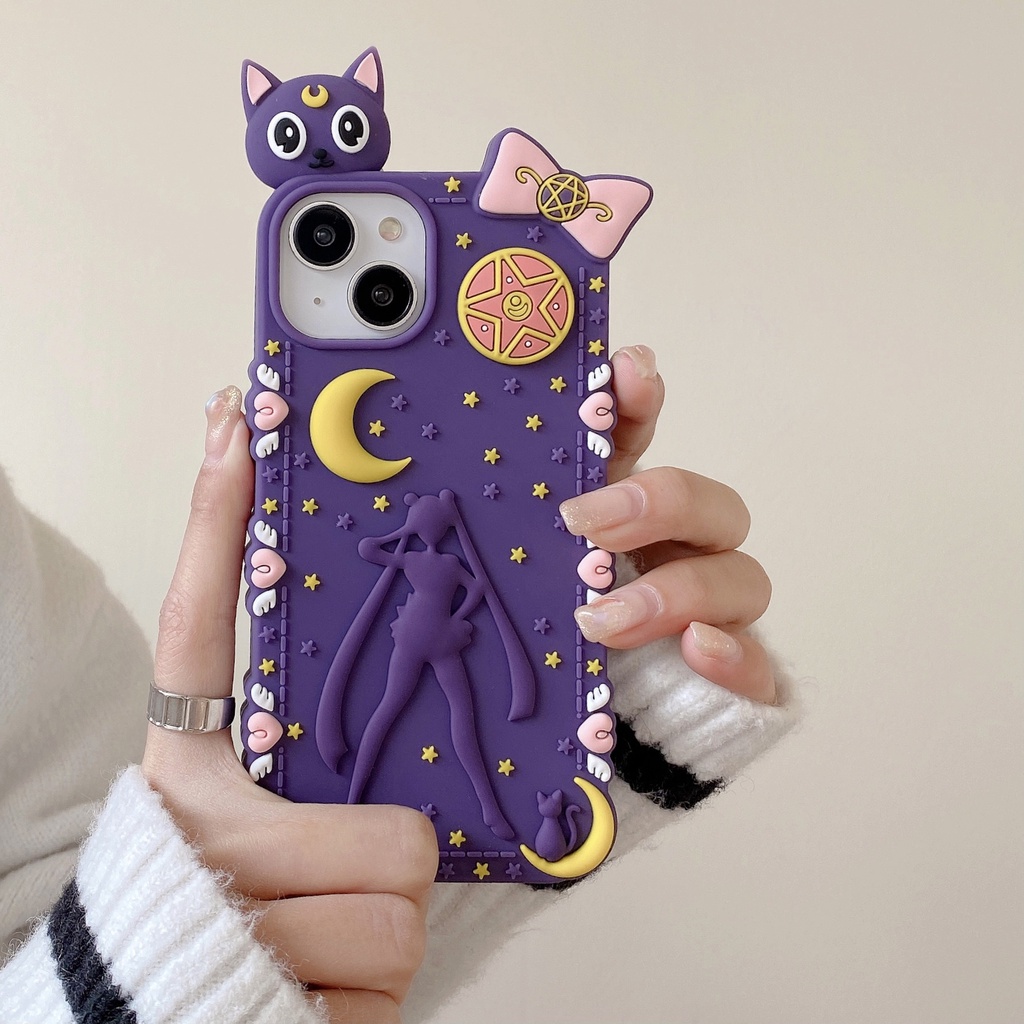 ใหม่-เคสโทรศัพท์มือถือซิลิโคน-ลายการ์ตูนหมี-แมว-luna-และสตรอเบอร์รี่-พร้อมสร้อยข้อมือ-สําหรับ-iphone-11-12-13-14-series