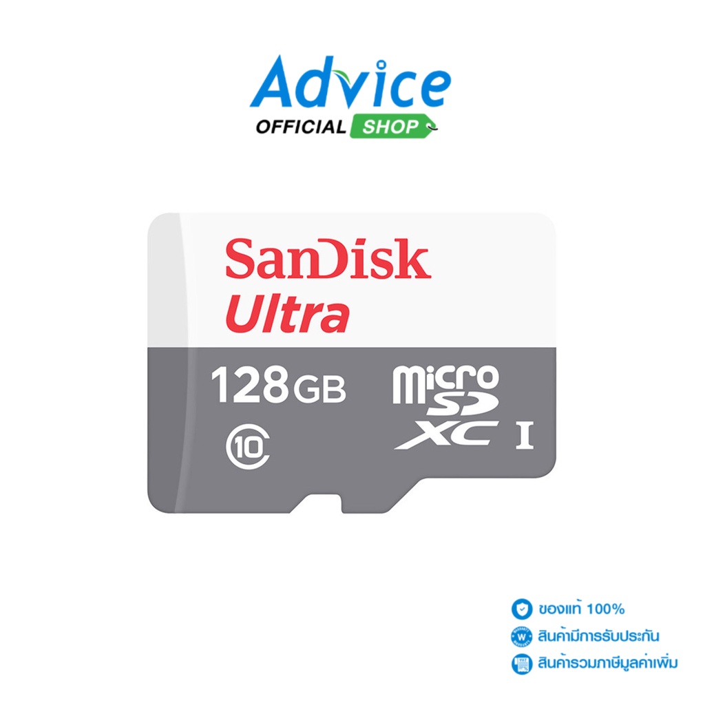 ภาพหน้าปกสินค้าSANDISK Micro SD 128GB ULTRA SDSQUNR-128G-GN6MN (100MB/s,) จากร้าน advice_officialshop บน Shopee