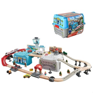 [Hape] Super City Scape Transport Bucket รางรถไฟธีมในเมือง ชุดใหญ่จัดเต็ม พร้อมถังเก็บ จำนวน 80 ชิ้น (3y+)