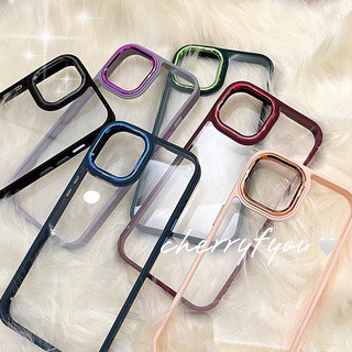 เคสโทรศัพท์มือถือแบบนิ่ม TPU ใส กันกระแทก กันฝุ่น กรอบโลหะ สีแคนดี้ สําหรับ IPhone 14 Pro Max 14 13 12 11 Pro Max XS 8 7 Plus