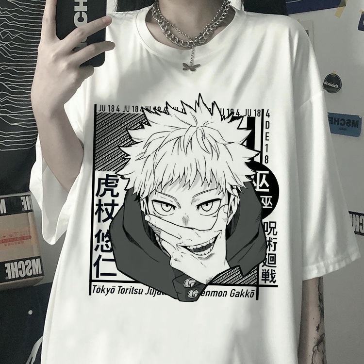 เสื้อยืด-วัสดุผ้าฝ้ายบริสุทธิ์-อะนิเมะมังงะ-jujutsu-kaisen-gojo-satoru-ps-ยูจิ-อิทาโดริ-เสื้อยูนิเวิส-x-เสื้อยืด-rt