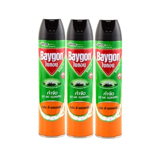 ไบกอน สเปรย์กำจัดยุง มด แมลงสาบ สูตรดี-เลมอนนีน 600 มล. x 3 กระป๋องBaygon Green Lemonin 600 ml x 3