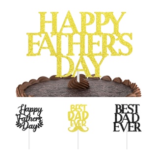 【ดีไซน์ใหม่】ท็อปเปอร์กระดาษ ลาย Happy Fathers Day สําหรับตกแต่งเค้ก