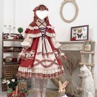 lolita ชุดเดรสแขนยาวสำหรับฤดูใบไม้ผลิฤดูใบไม้ร่วงและฤดูร้อนของ Little Red Riding Hood Lolita