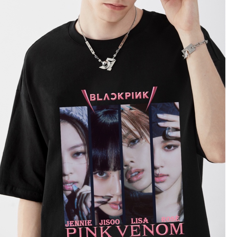 2022new-เสื้อยืดผ้าฝ้าย-blackpink-อัลบั้ม-พิษสีชมพู-เสื้อผ้าแฟชั่น-เจนนี่-เสื้อยืดสไตล์-jisoo-s-5xl