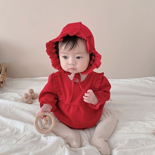 [ส่งทุกวัน] หนูน้อยหมวกแดง เสื้อผ้าเด็ก คัดคุณภาพ  พริ้วไหวด้วยลูกไม้น่ารัก เสื้อผ้าเด็กทารก เสื้อผ้าเด็กอ่อน [ชุดแดง]