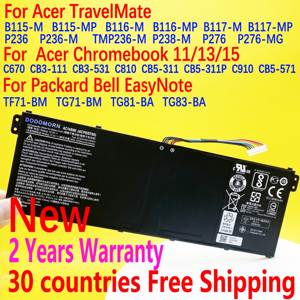 AC14B8K AC14B3K สำหรับ Acer Chromebook 11/13/15 CB3-111/531/571 CB5-311 ...