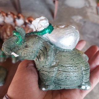 ช้าง เต่า เเบกถุงเงิน/ทอง ปูนปั้น (เสริมโชค ลาภ)