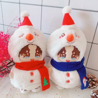 ชุดหมวก ผ้าพันคอ ลายการ์ตูนสโนว์แมน คริสต์มาสน่ารัก 20 ซม. สําหรับตุ๊กตา Jungkook Jimin Jin V SUGA RM Idol